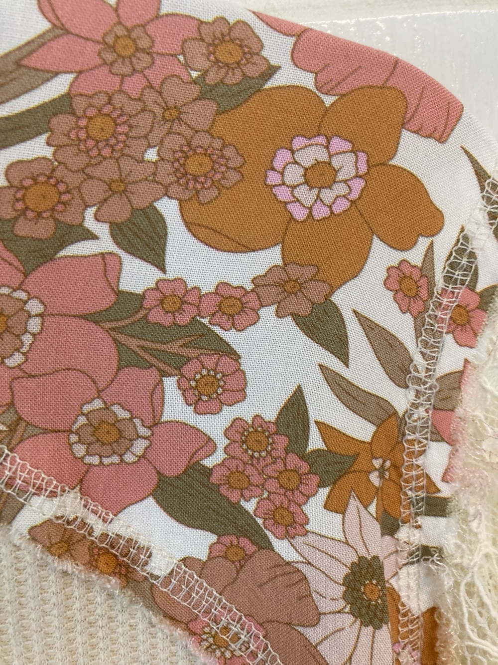 POL Cream Long-Sleeve Waffle Knit Top with Floral Appliqué - Picture 3 of 8
